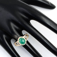 2.55 Ct Oval Cabochon Natural Beryl Emerald 14K Gold Ring