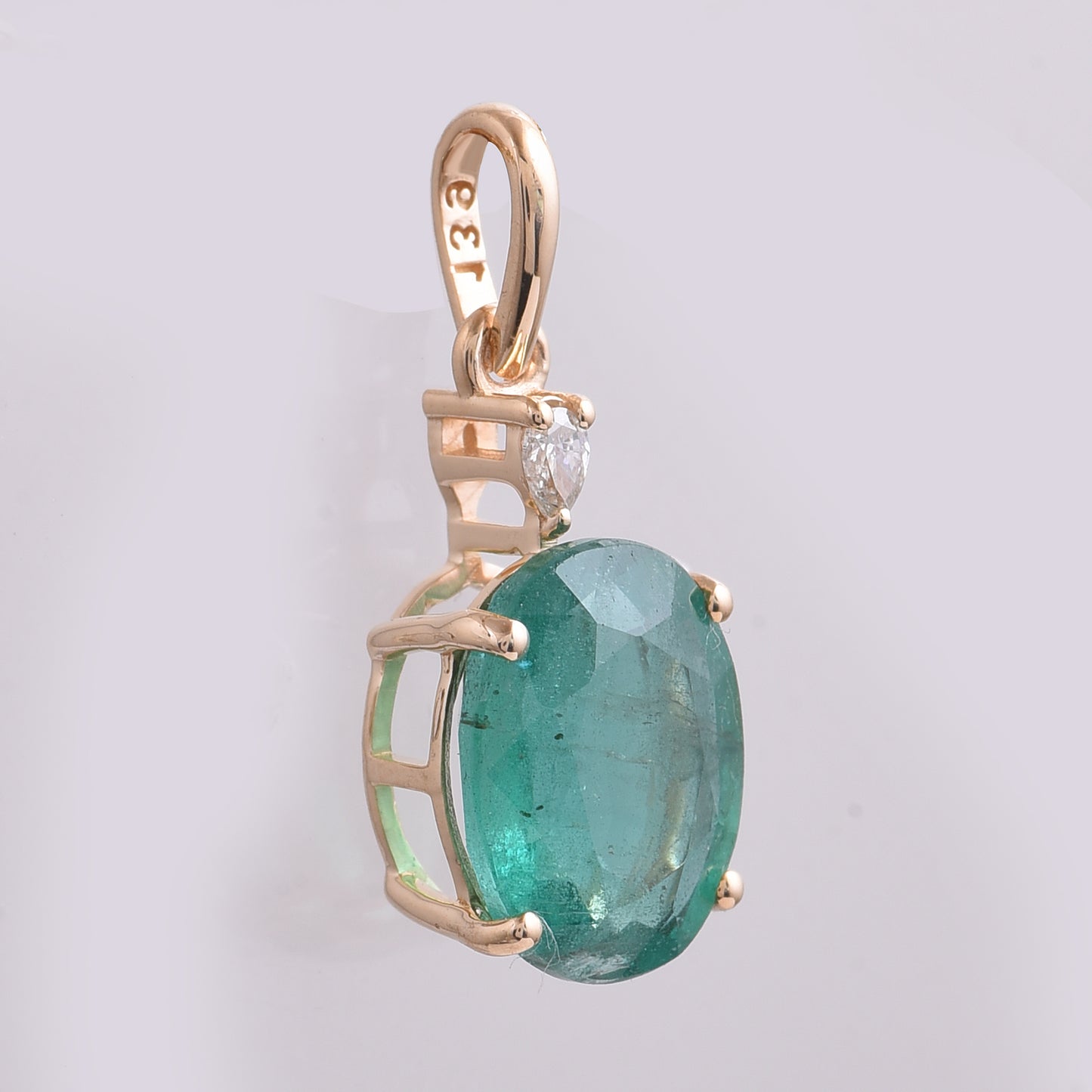 2.43 Ct Oval Emerald 14K Gold Pendant