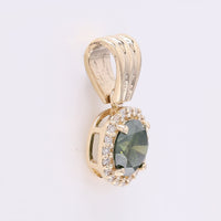 0.63 Ct Round Green Diamond 14K Gold Pendant