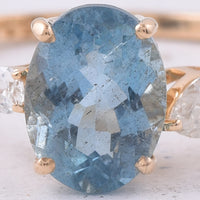 1.58 Ct Oval Natural Aquamarine 14K Gold Ring