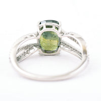 3.16 Ct Cushion Mixed Cut Natural Green Sapphire 950 Platinum Ring