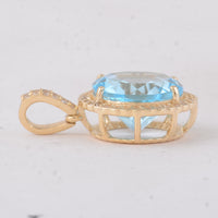 4.33 Ct Round Blue Topaz 9K Gold Pendant