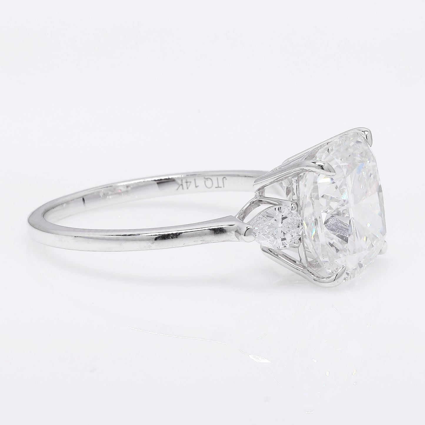 5.13 Ct Square Cushion Modified Brilliant Lab Grown Diamond 14K Gold Ring