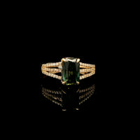2.14 Ct Octagon Step Cut Natural Bi-Coloured Sapphire 14K Gold Ring
