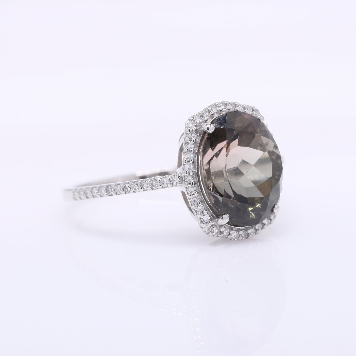4.14 Ct Oval Mixed Cut Natural Tourmaline 950 Platinum Ring
