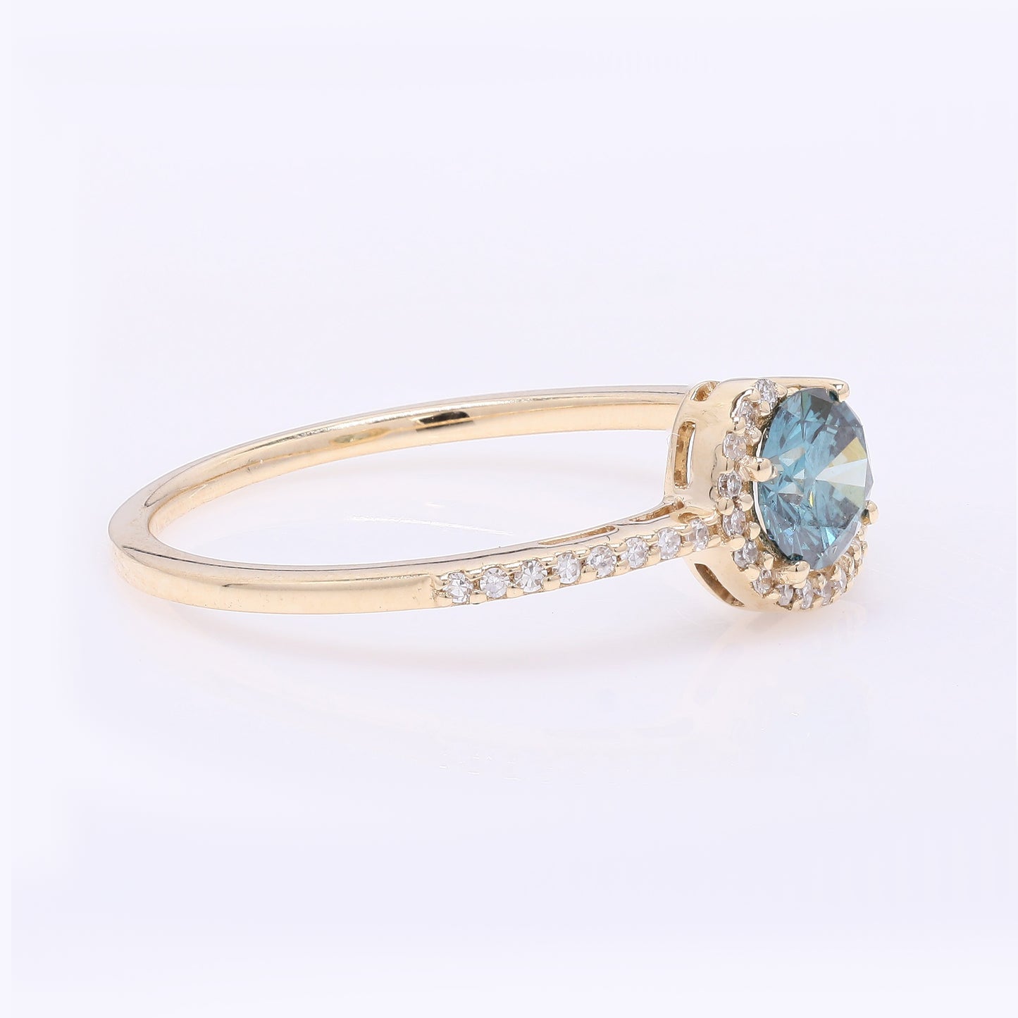 0.55 Ct Round Blue Diamond 14K Gold Ring