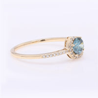 0.55 Ct Round Blue Diamond 14K Gold Ring