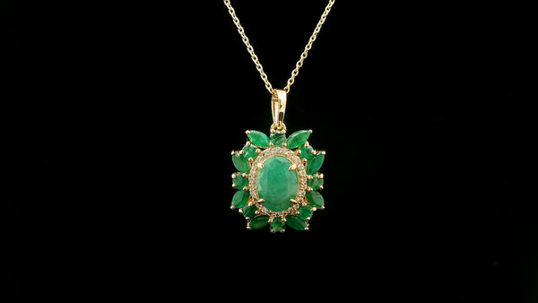 2.10 Ct Oval Emerald 14K Gold Pendant