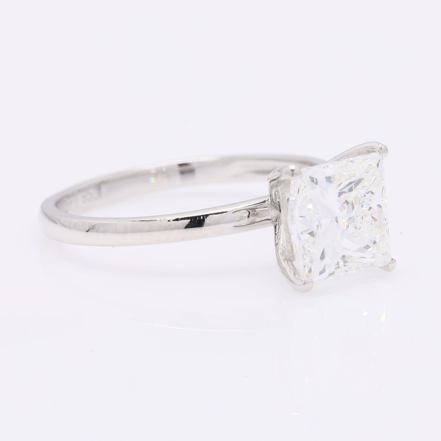 2.45 Ct Princess Cut Lab Grown Diamond 950 Platinum Ring