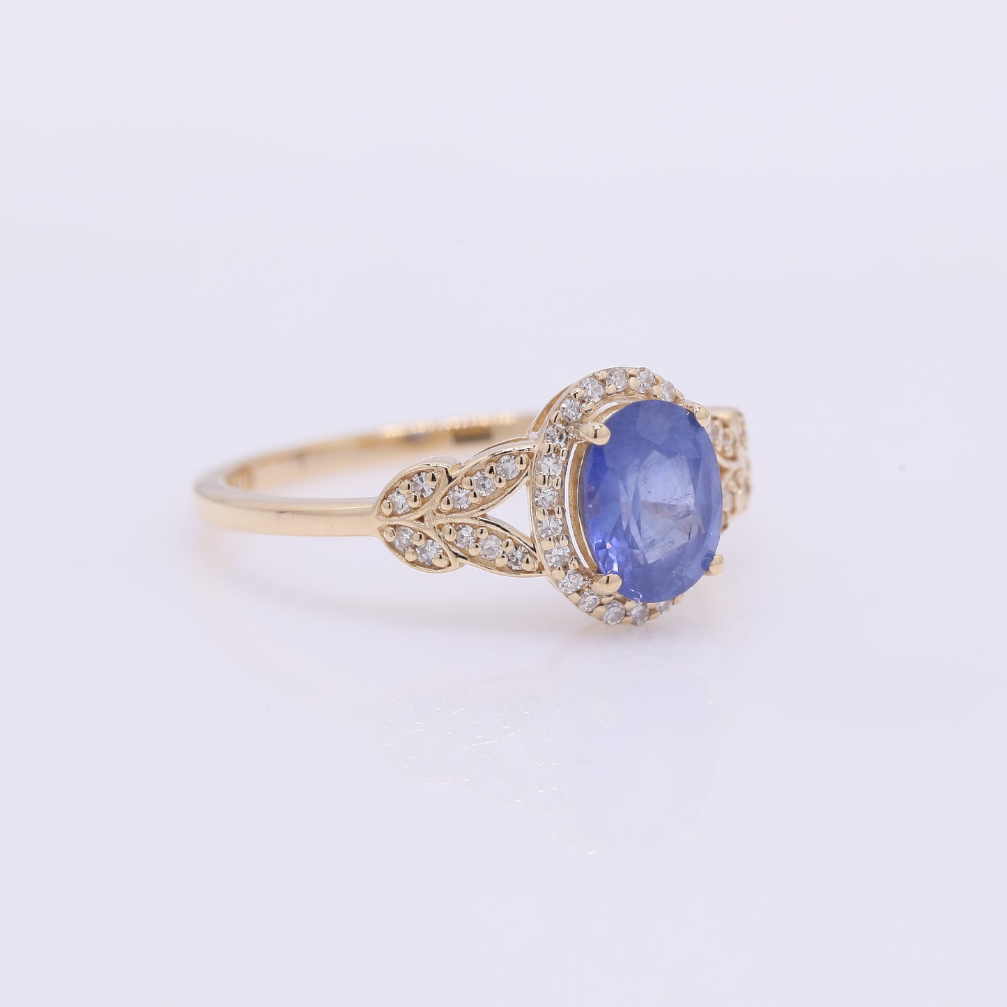 1.28 Ct Oval Mixed Cut Natural Sapphire 14K Gold Ring
