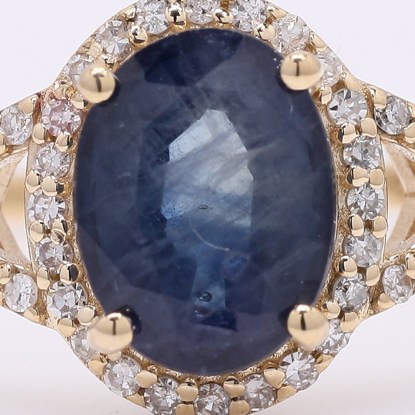 1.77 Ct Oval Mixed Cut Natural Sapphire 14K Gold Ring