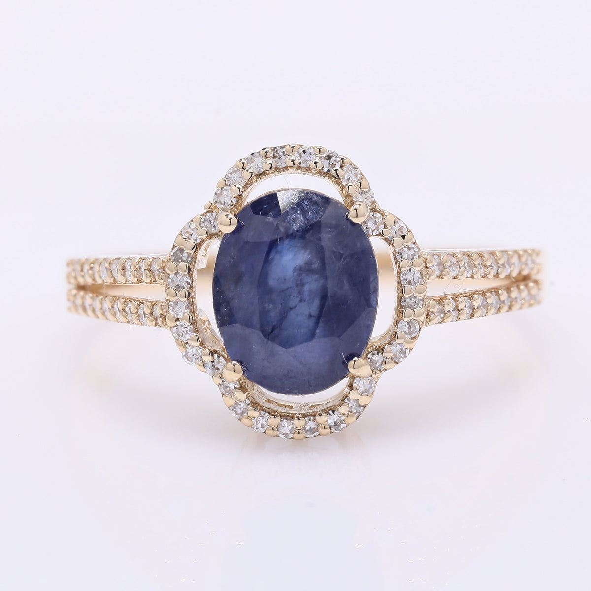 2.72 Ct Oval Mixed Cut Natural Sapphire 14K Gold Ring