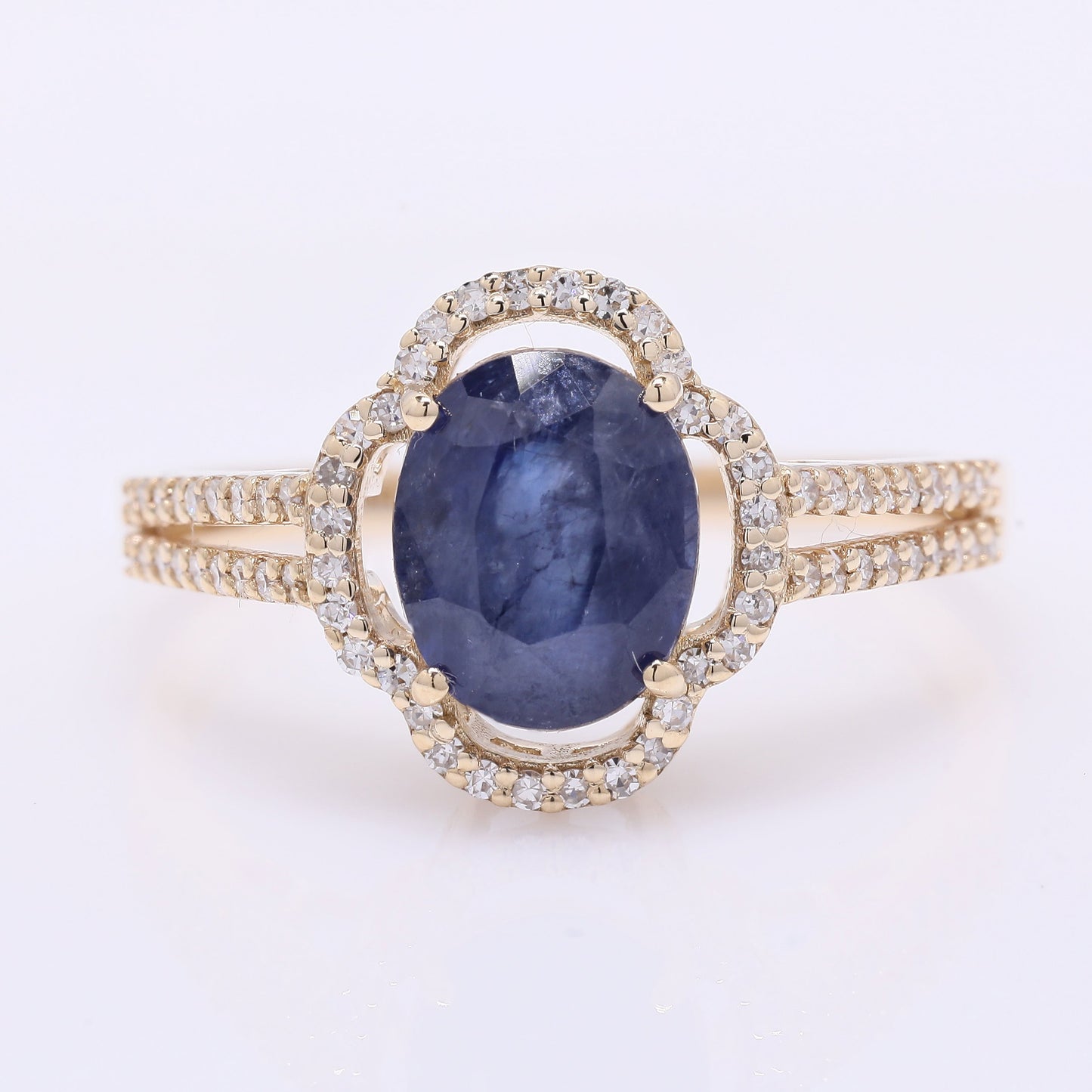 2.72 Ct Oval Mixed Cut Natural Sapphire 14K Gold Ring