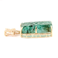 16.56 Ct Fancy Carving Natural Beryl Emerald 14K Gold Pendant