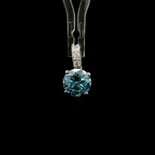 1.59 Carats Blue Lab Grown Diamond 14K Gold Pendant