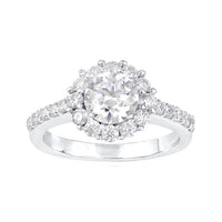 1.60 ct. t.w. Moissanite Halo Ring in Sterling Silver. Size 5