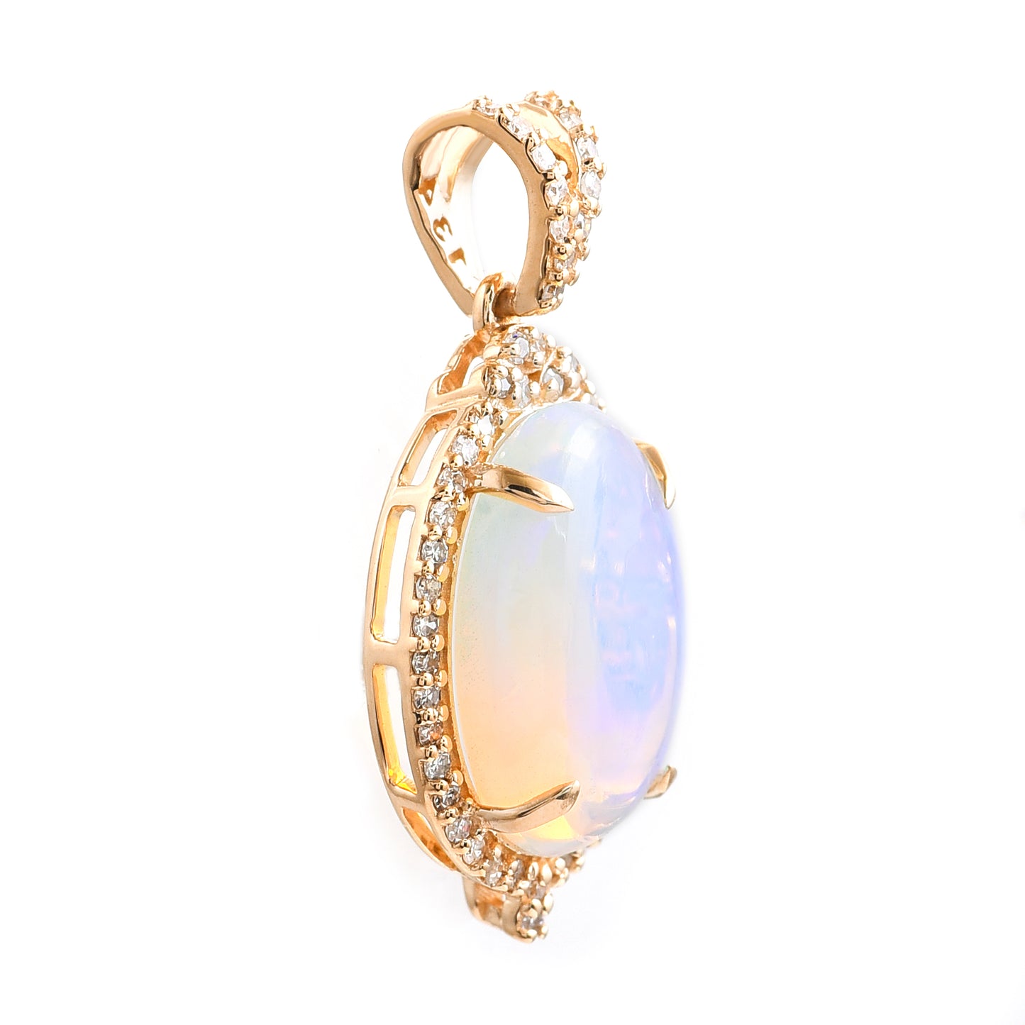 2.19 Ct Oval Opal 14K Gold Pendant
