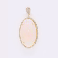 18.82 Ct Oval Cabochon Natural Opal 14K Gold Pendant