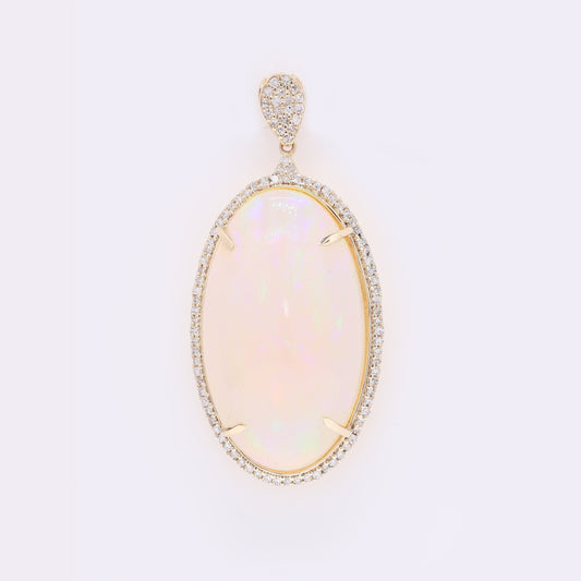 18.82 Ct Oval Cabochon Natural Opal 14K Gold Pendant