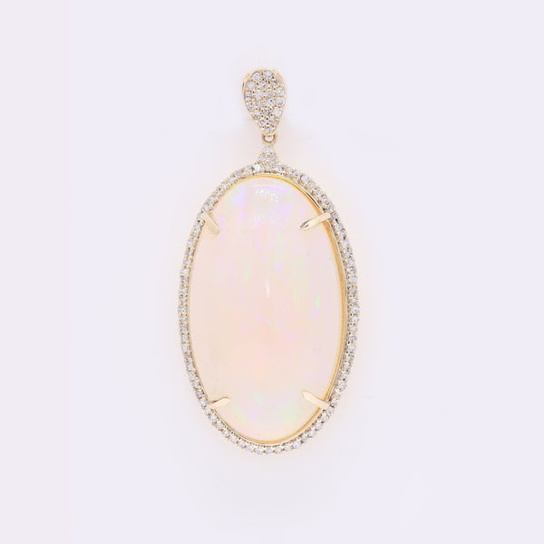 18.82 Ct Oval Cabochon Natural Opal 14K Gold Pendant