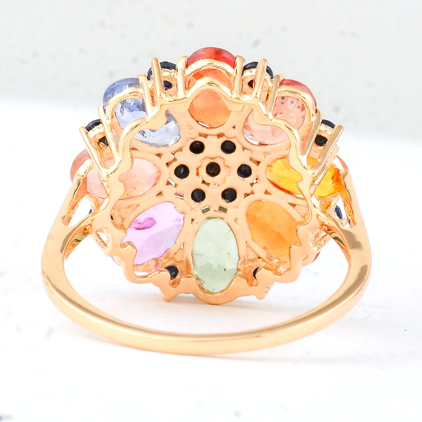 5.01 Ct Oval Multi Sapphire 14K Gold Ring