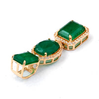 5.06 Ct Octagon Step Cut, Cushion Mixed Cut Natural Emerald 14K Gold Pendant