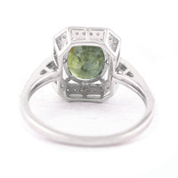 2.82 Ct Oval Mixed Cut Natural Green Sapphire 950 Platinum Ring