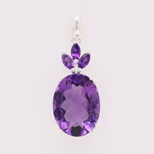 7.93 Ct Oval Amethyst 925 Silver Pendant