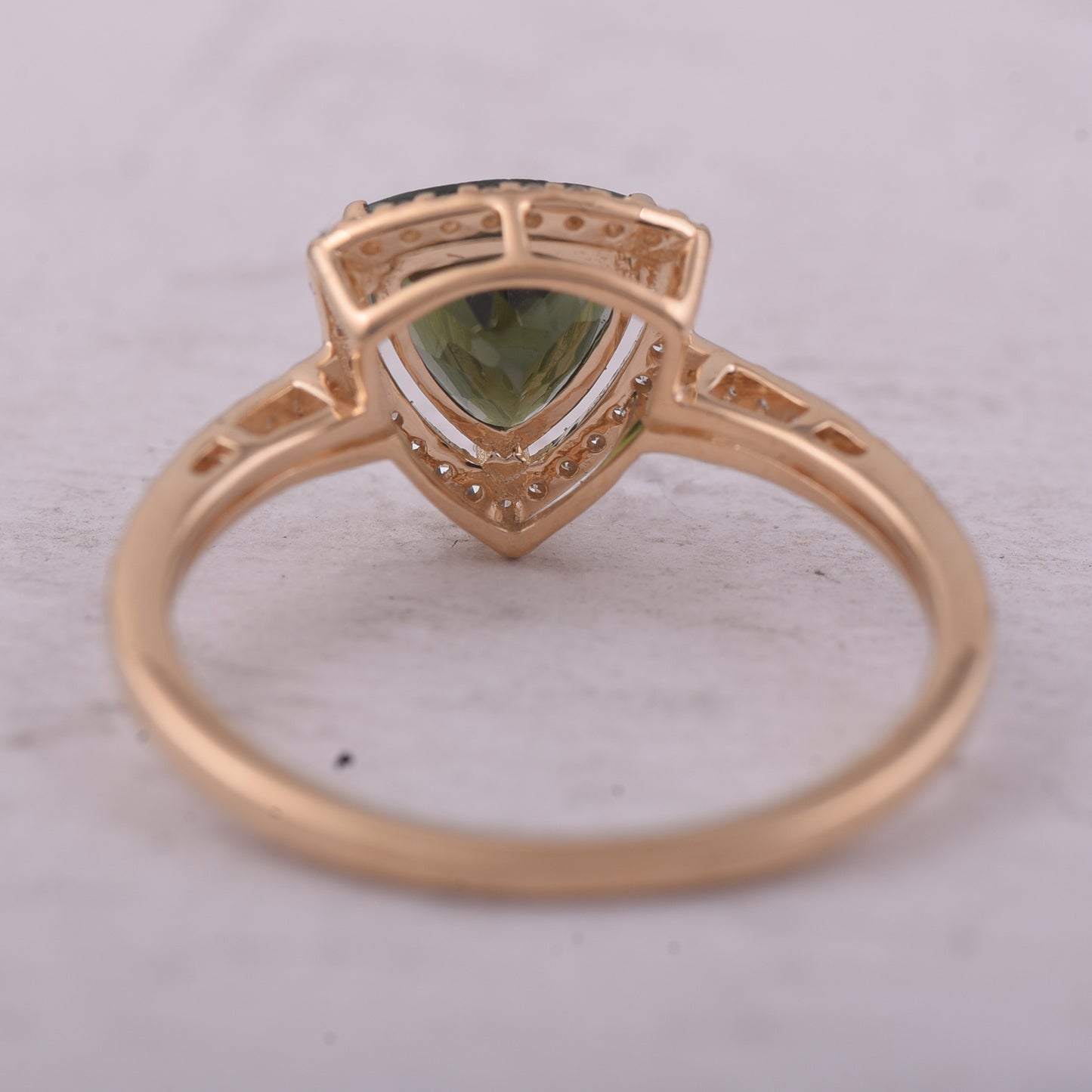 1.31 Ct Triangle Mixed Cut Natural Tourmaline 14K Gold Ring