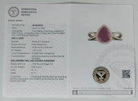 1.60 Ct Pear Mixed Cut Natural Corundum Ruby 14K Gold Ring