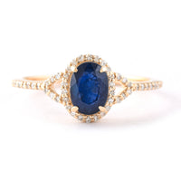 1.55 Ct Oval Mixed Cut Natural Sapphire 14K Gold Ring