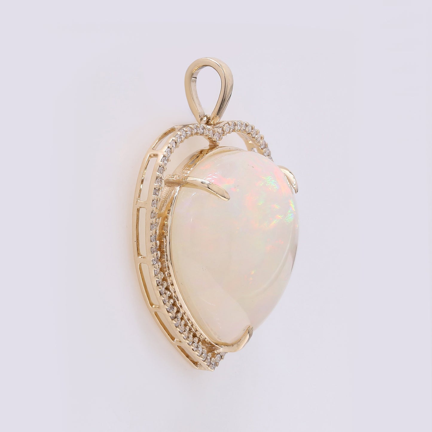14.98 Ct Pear Cabochon Natural Opal 14K Gold Pendant