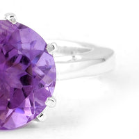 3.46 Ct Round Amethyst 925 Sterling Silver Ring
