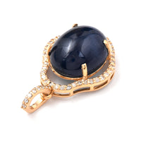 6.00 Ct Oval Cabochon Cut Natural Sapphire 14K Gold Pendant