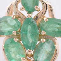 1.51 Ct Oval, Marquise Natural Emerald 14K Gold Ring