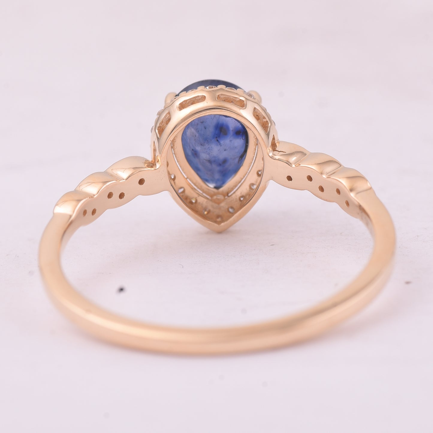 1.44 Ct Pear Mixed Cut Natural Sapphire 14K Gold Ring