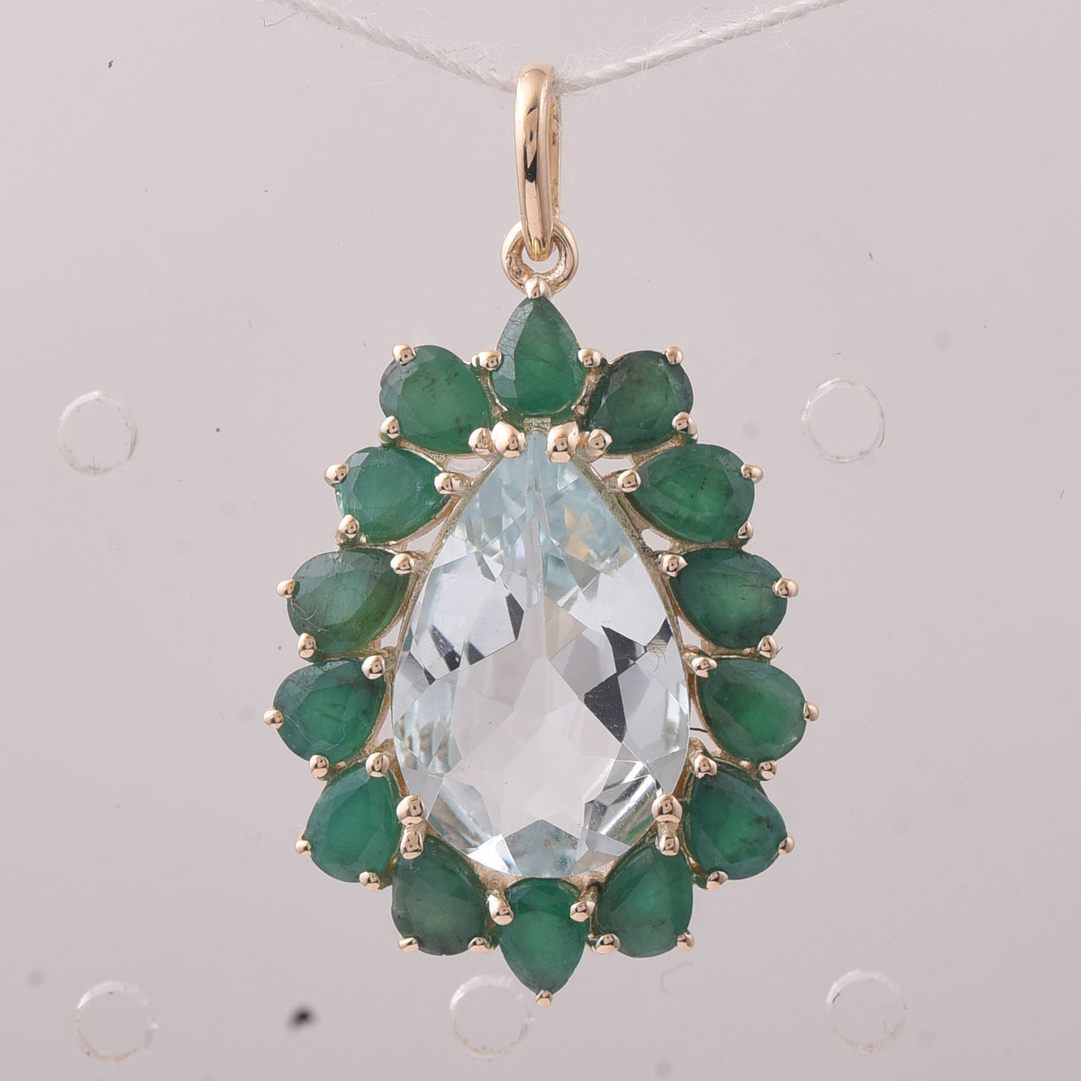 4.52 Ct Pear Aquamarine 9K Gold Pendant