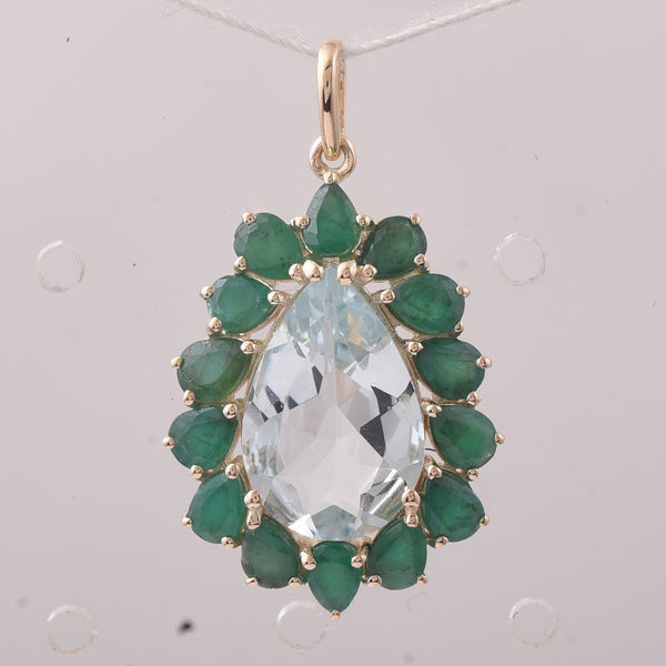 4.52 Ct Pear Aquamarine 9K Gold Pendant