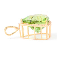 13.73 Ct Trillion Natural Eridot 14K Gold Pendant