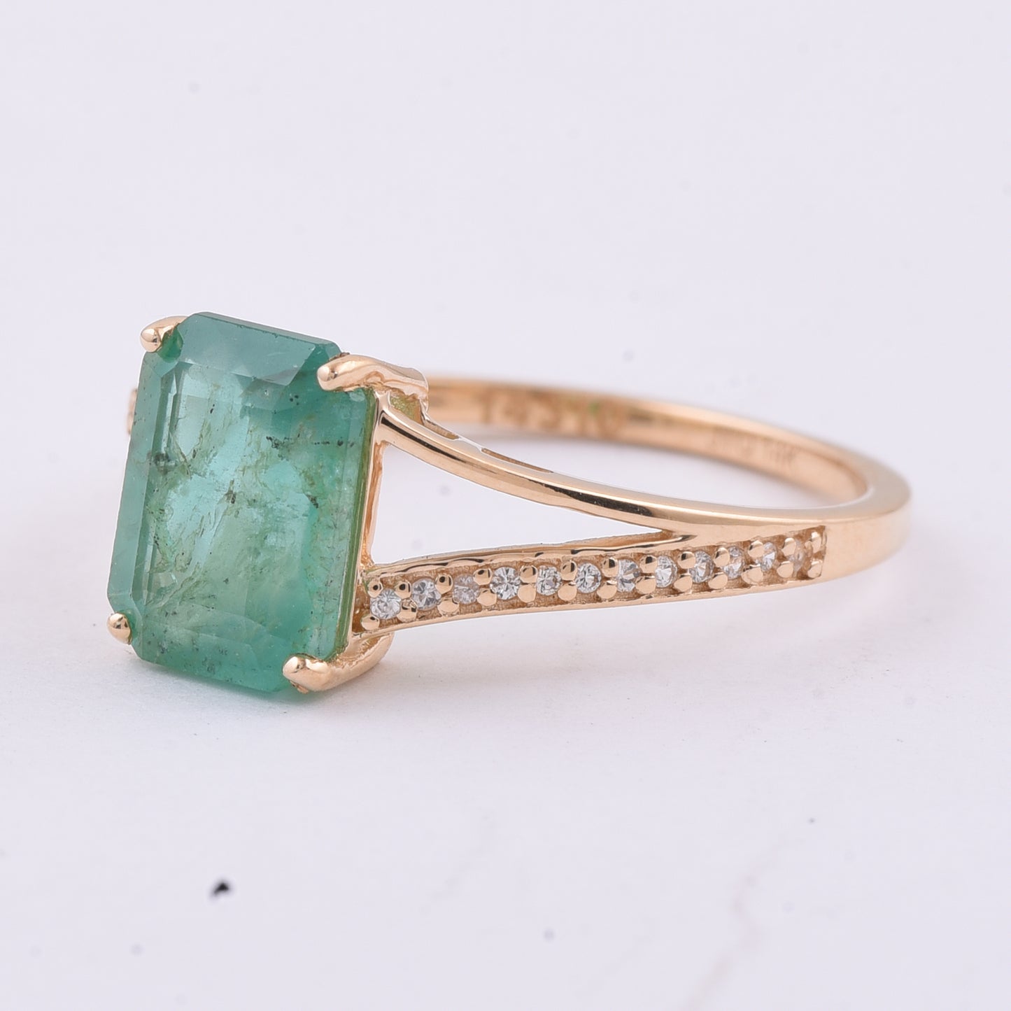 1.89 Ct Octagon Step Cut Natural Emerald 14K Gold Ring