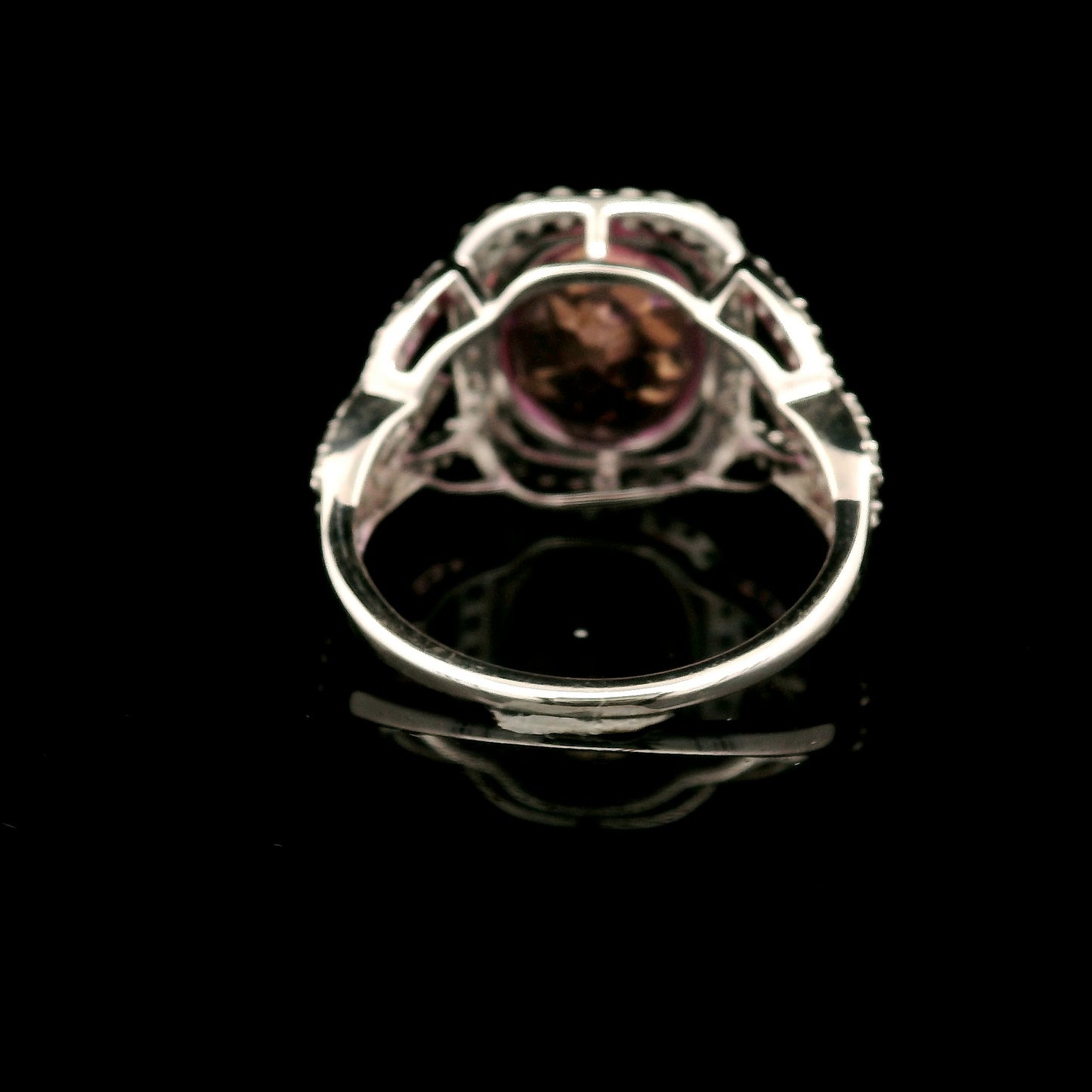 7.18 Ct Oval Pink Topaz, White Zircon 925 Sterling Silver Ring