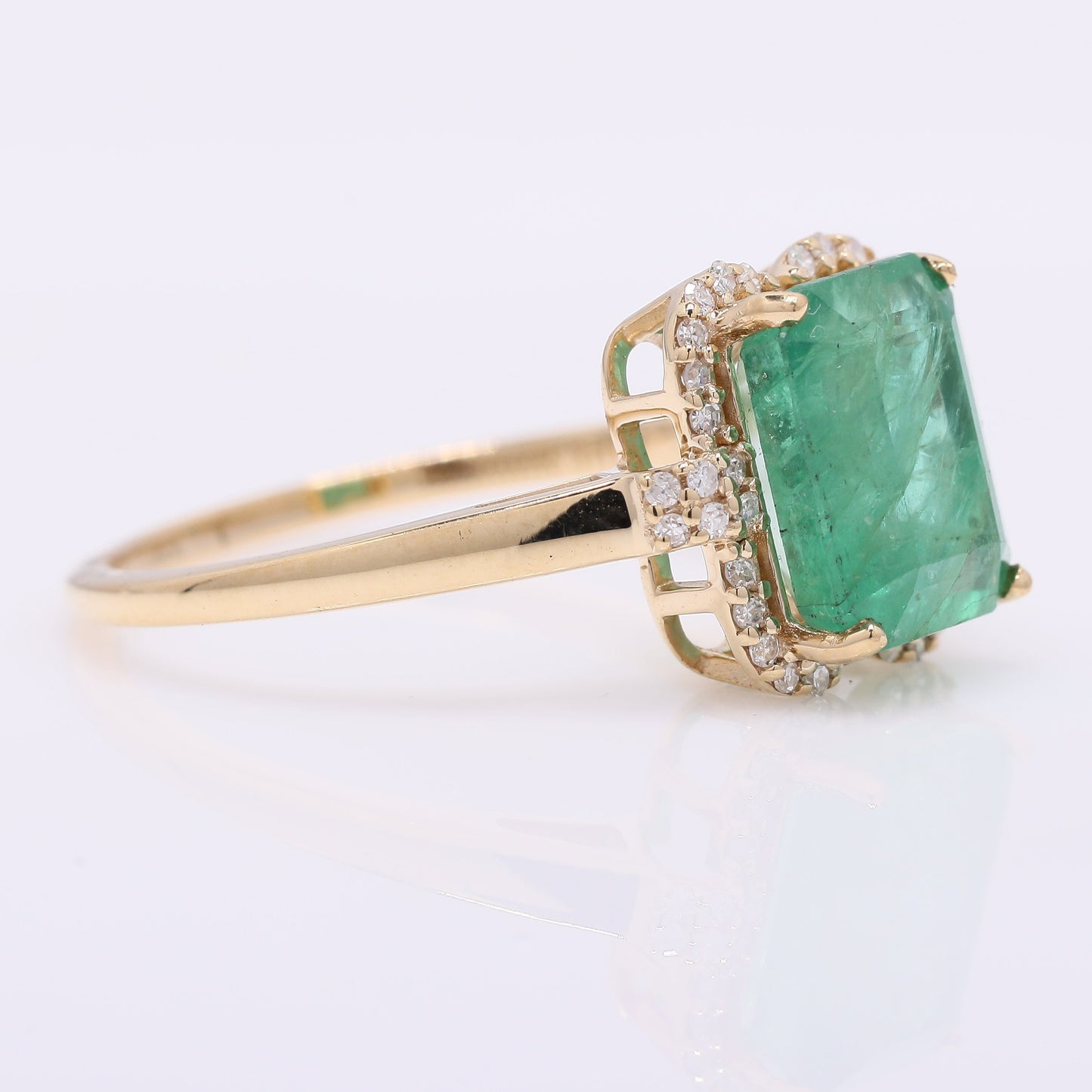 2.96 Ct Octagon Step Cut Natural Emerald 14K Gold Ring