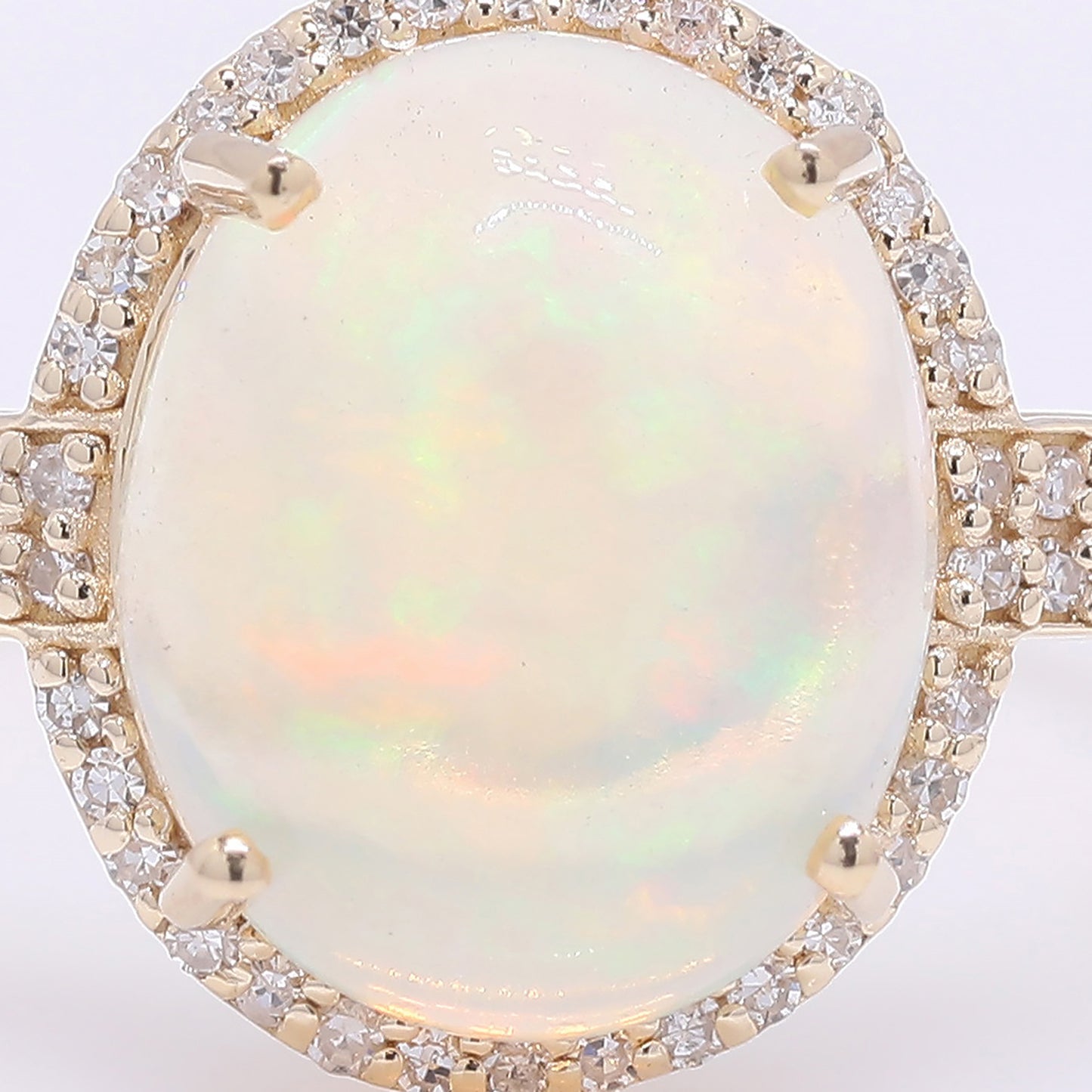 3.30 Ct Oval Cabochon Cut Natural Opal 14K Gold Ring