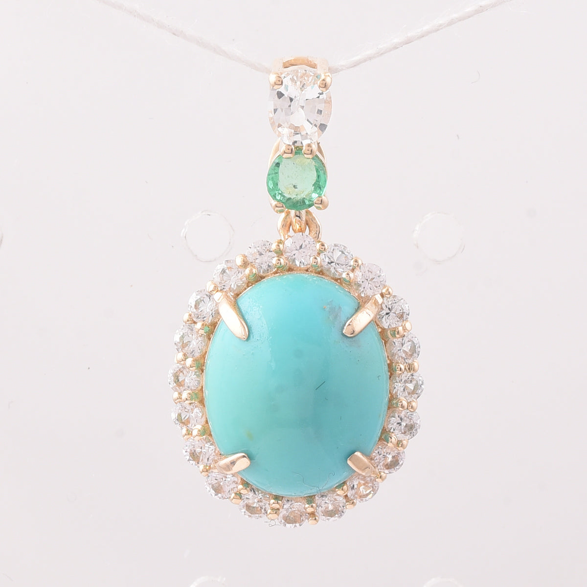 4.24 Ct Oval Turquoise 9K Gold Pendant