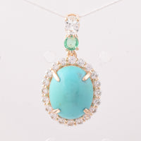4.24 Ct Oval Turquoise 9K Gold Pendant