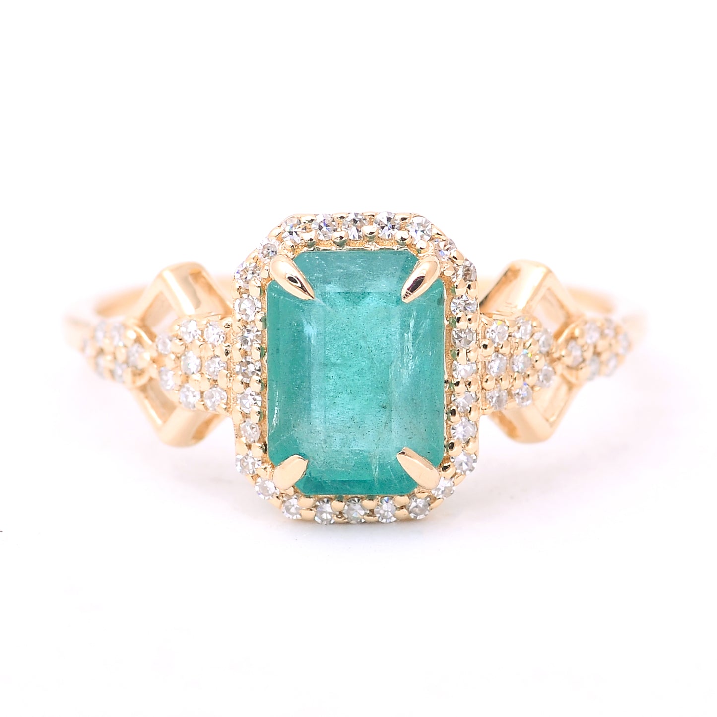 1.68 Ct Octagon Step Cut Natural Emerald 14K Gold Ring