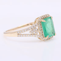 1.50 Ct Octagon Step Cut Natural Emerald 14K Gold Ring