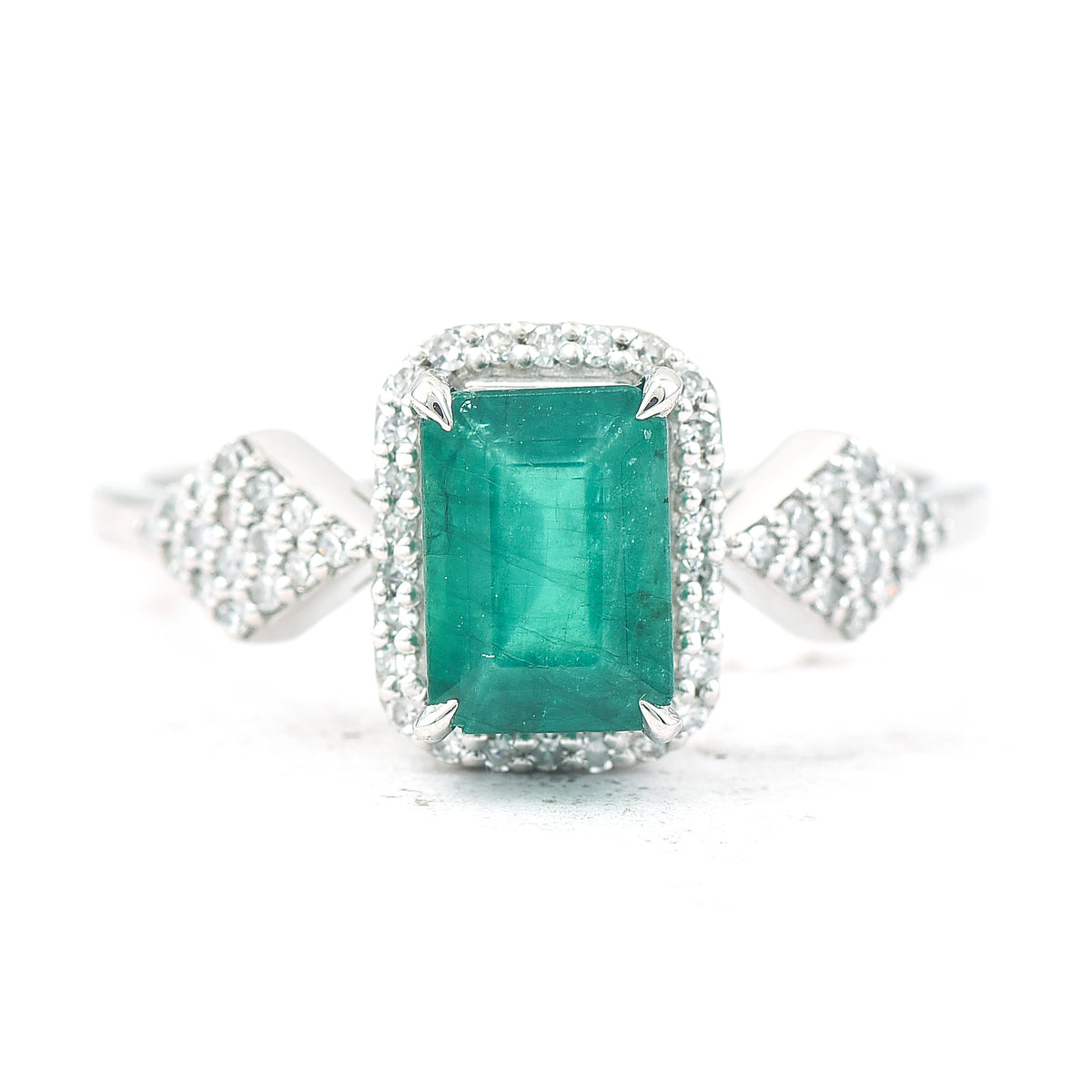 1.32 Ct Octagon Step Cut Natural Emerald 950 Platinum Ring