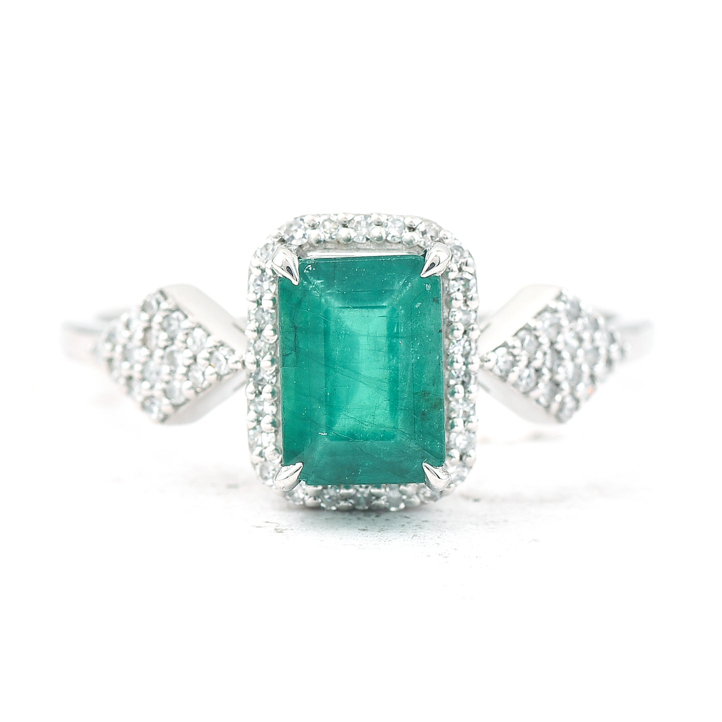 1.32 Ct Octagon Step Cut Natural Emerald 950 Platinum Ring