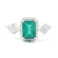 1.32 Ct Octagon Step Cut Natural Emerald 950 Platinum Ring